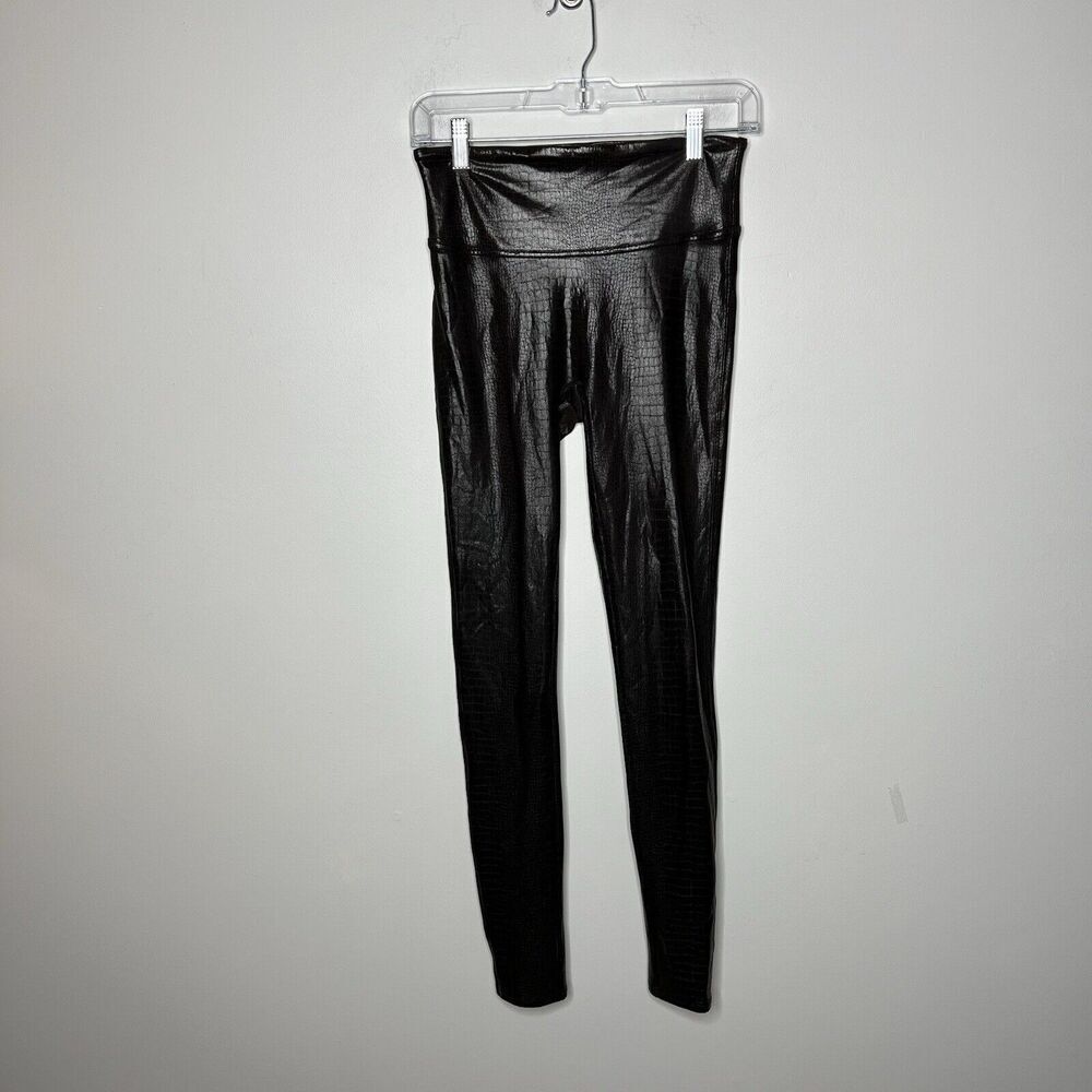 Spanx‎ Leggings Womens Small Faux Leather Croc Brown Elastic Waist Slimming - Picture 10 of 11